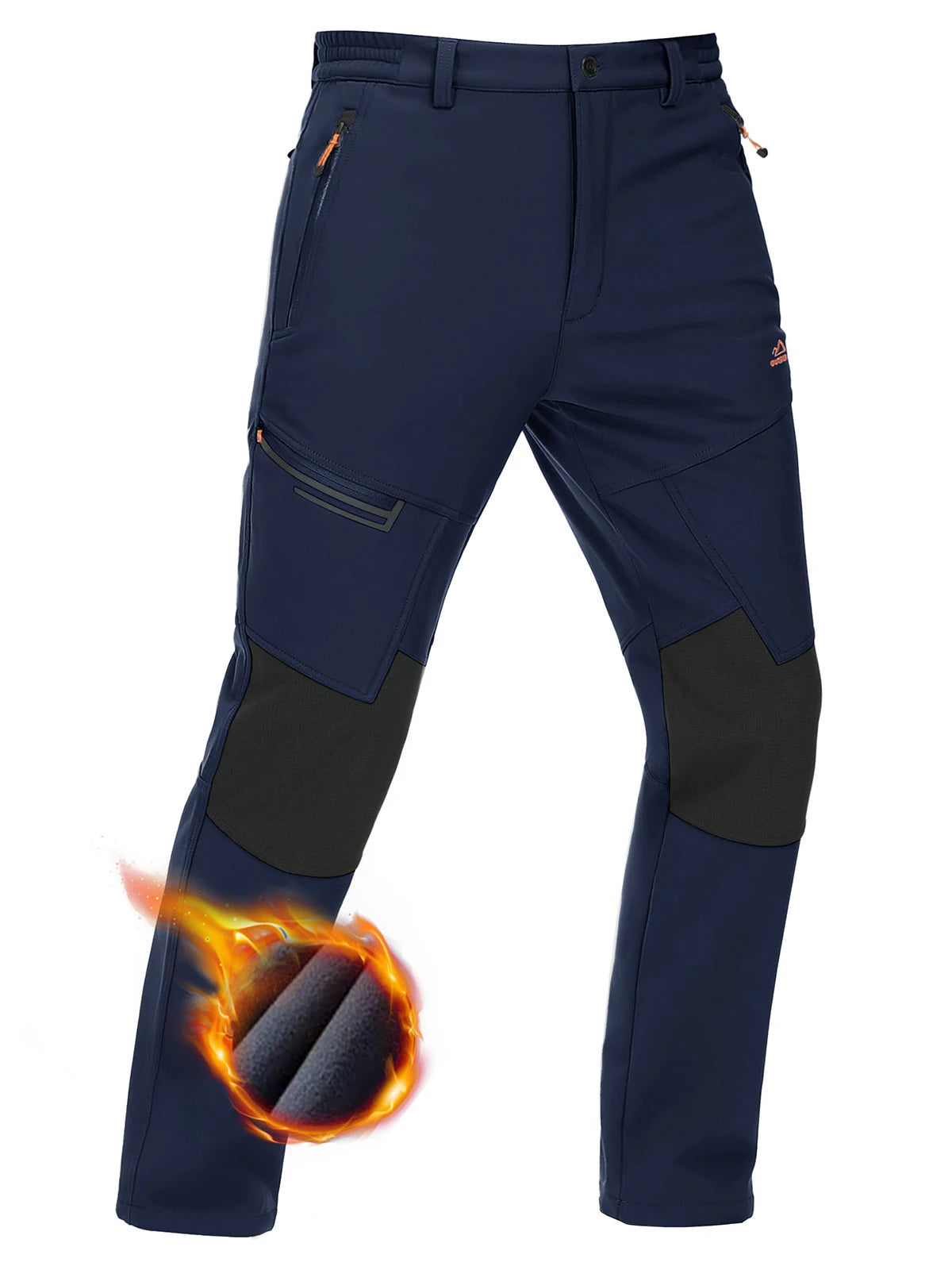 Men's Winter Thicken Fleece  Hiking Pants Warm Waterproof Outdoor Ski Camping Fishing Work Trousers with Zip Pockets