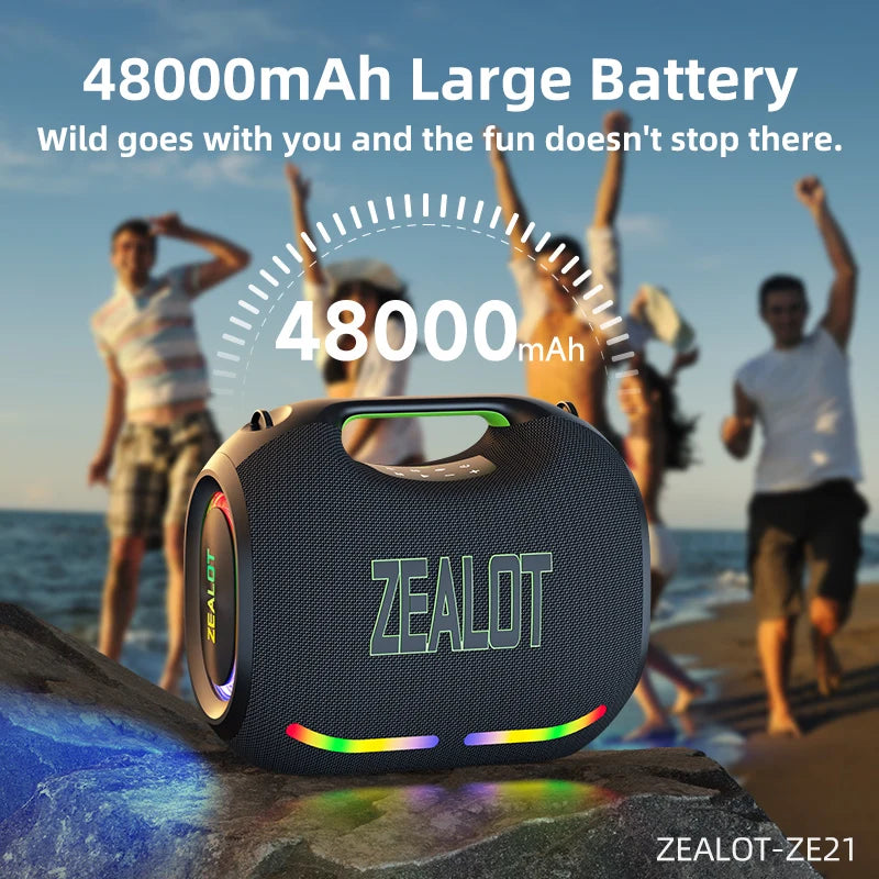 ZEALOT-ZE21 250W Big Power Wireless TWS Subwoofer Bluetooth Speaker High Volume Waterproof Portable Mobile Power HIFI Sound