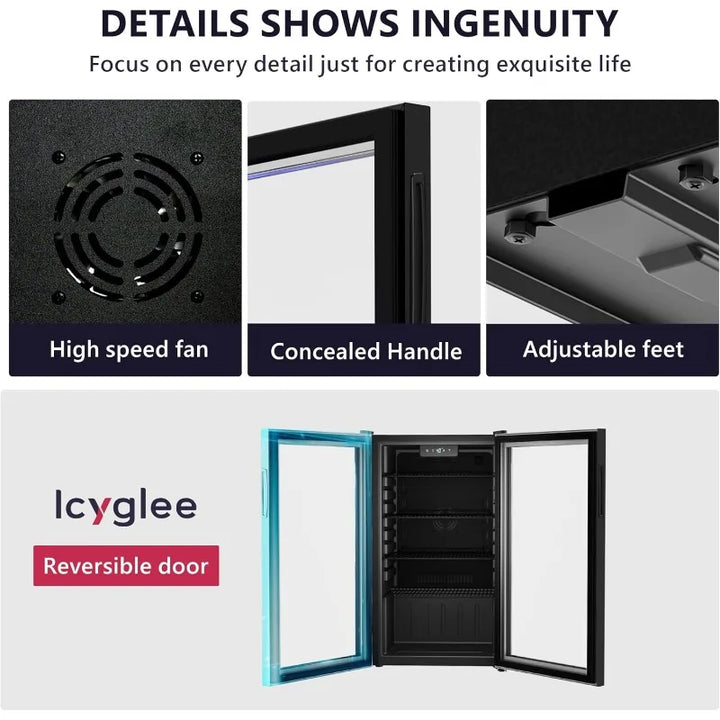 Beverage Refrigerator Cooler - 126 Can Mini Fridge with Glass Door for Soda Beer, Wine, Beverage Cooler for Home, Office