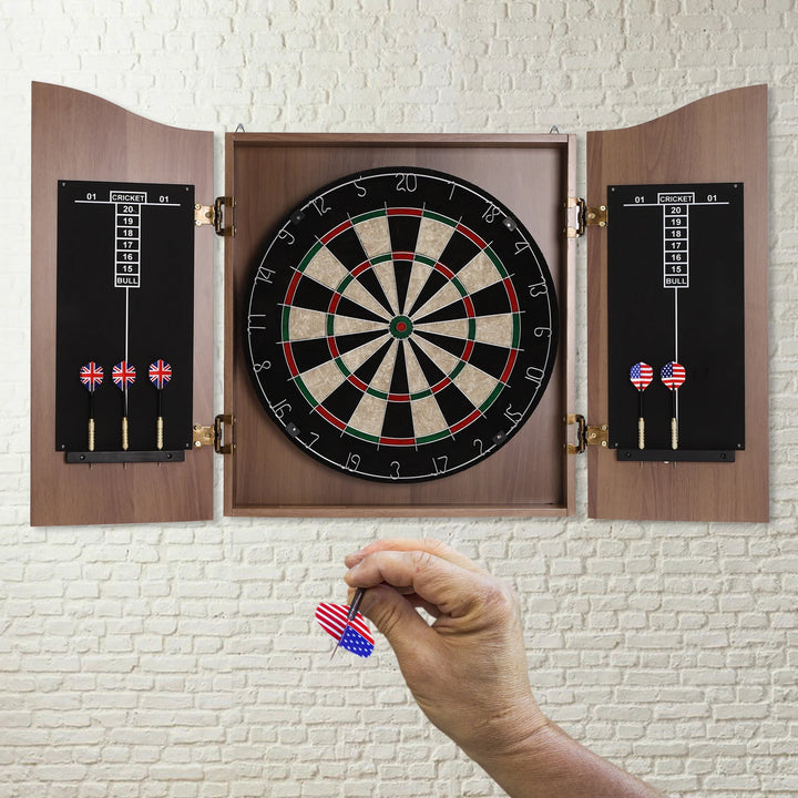 Electronic Dartboard Set with Cabinet & Integrated Scoreboard - Includes 6 Soft-Tip Darts for Family Game Rooms & Home