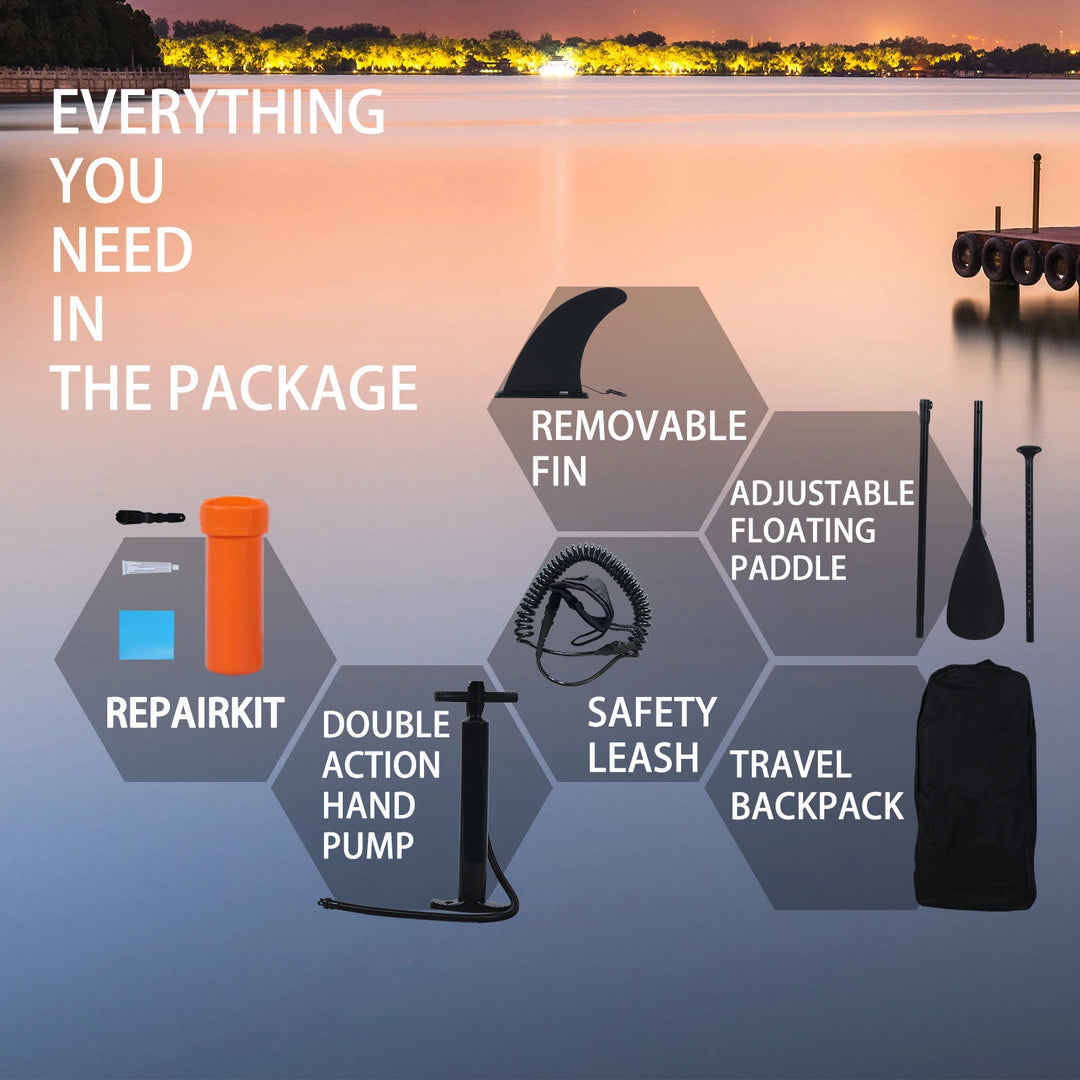 Stand Up Paddle Board 9.9ft x 30in Stable & Lightweight Inflatable SUP for Adults with Full Accessories: Pump, Paddle, and Bag.