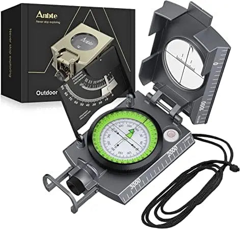 Anbte Compass Hiking,Waterproof Metal Compass with Clinometer,Lightweight,for Camping,Hunting,Hiking Navigation.