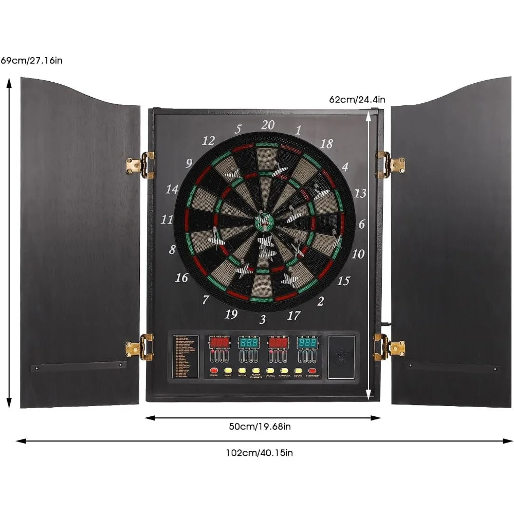 Dartboard Cabinet Set Dart Board Electronic Scoreboard Machine LCD Display for Adults and Family