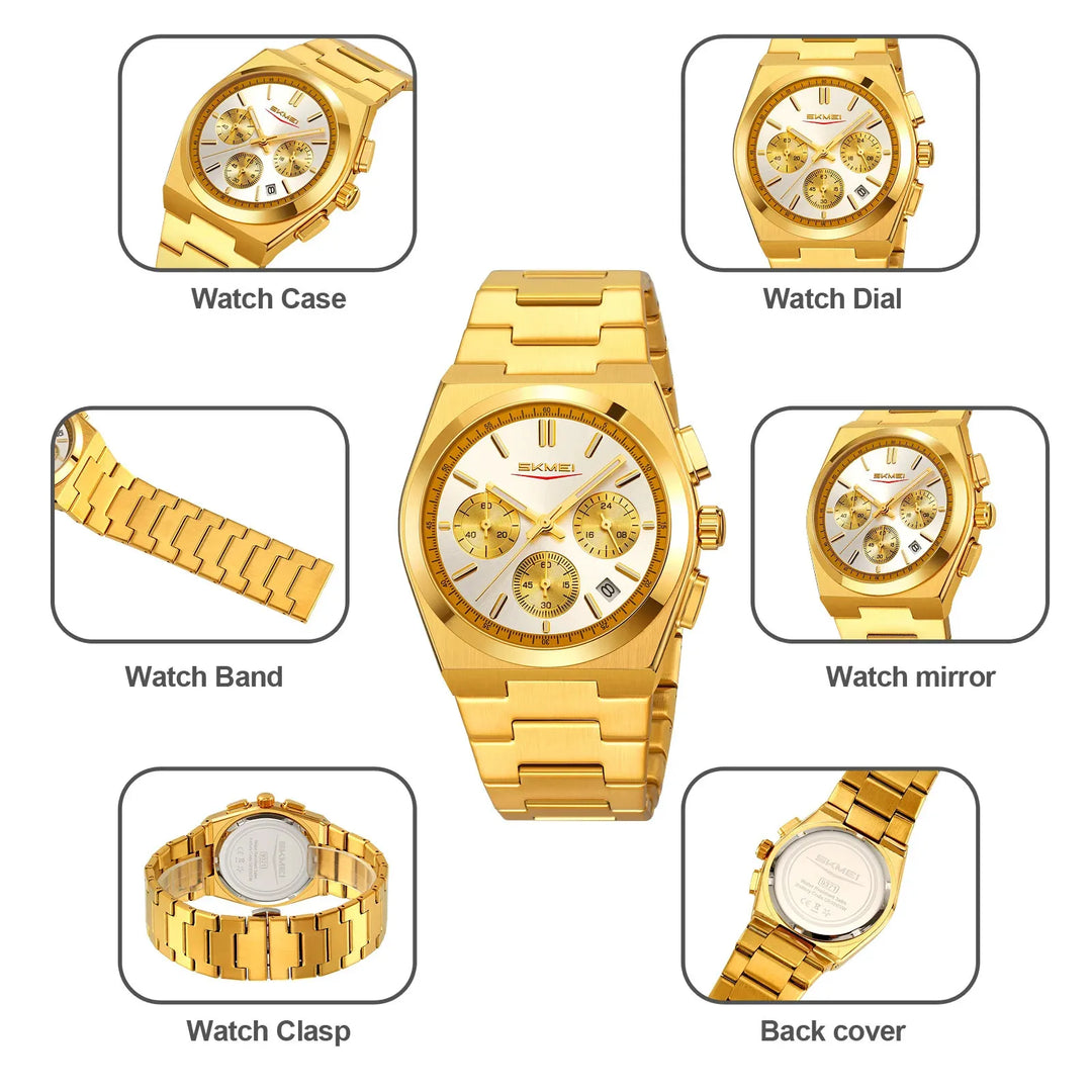 Men StainlSteel Quartz Electronic SKMEI 9371 Wristwatches Watch Business