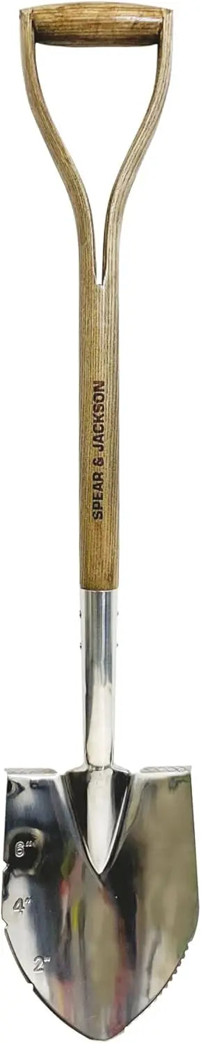 Stainless Steel Planting Spade, Heavy Duty, Durable Blade & Wooden Handle for Digging, Planting & Soil Prep