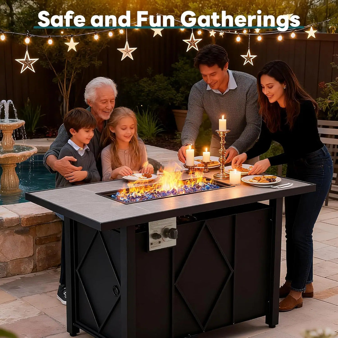 JHK 43 Inch Outdoor Propane Fire Pit Table 50,000 BTU Fire Pit for Outside Patio Garden Backyard Deck Balcony CSA Certification