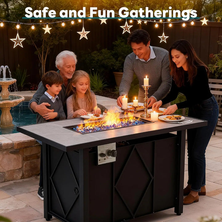 JHK 43 Inch Outdoor Propane Fire Pit Table 50,000 BTU Fire Pit for Outside Patio Garden Backyard Deck Balcony CSA Certification