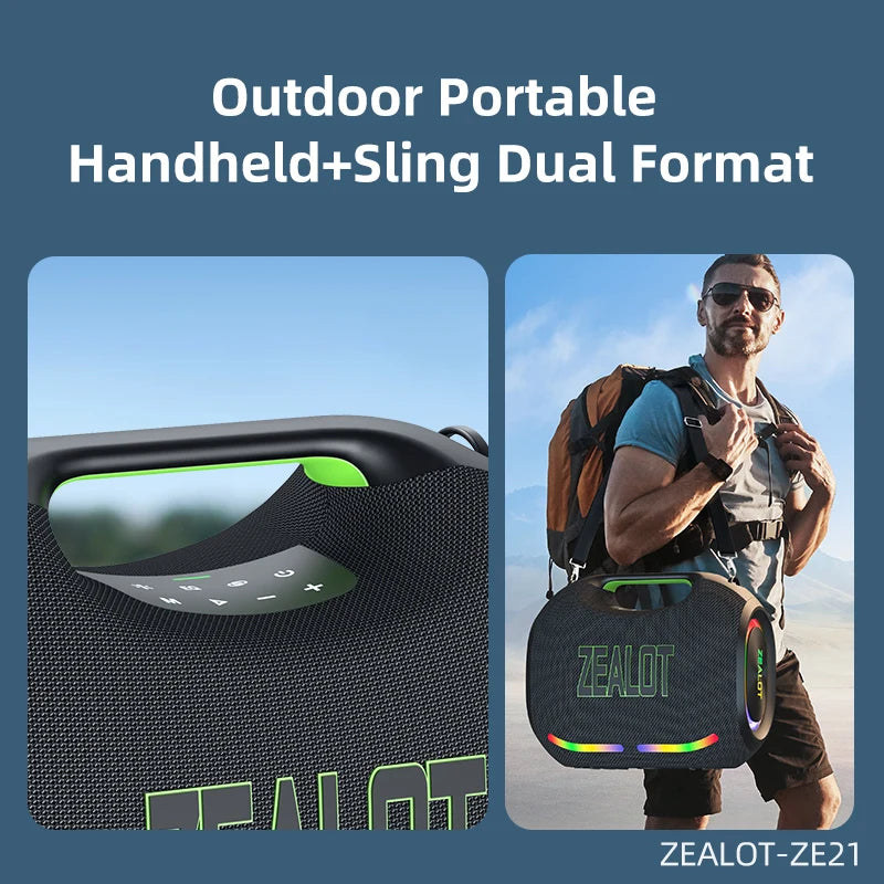 ZEALOT-ZE21 250W Big Power Wireless TWS Subwoofer Bluetooth Speaker High Volume Waterproof Portable Mobile Power HIFI Sound