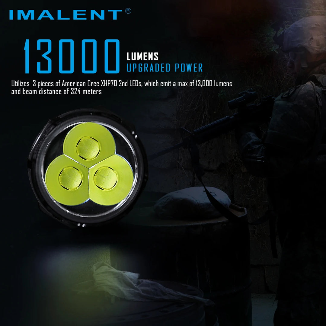 IMALENT MS03 EDC Powerful Flashlight 13000 Lumen Cree XHP70.2 LED Handlight Rechargeable Waterproof Torch for Camping Searching