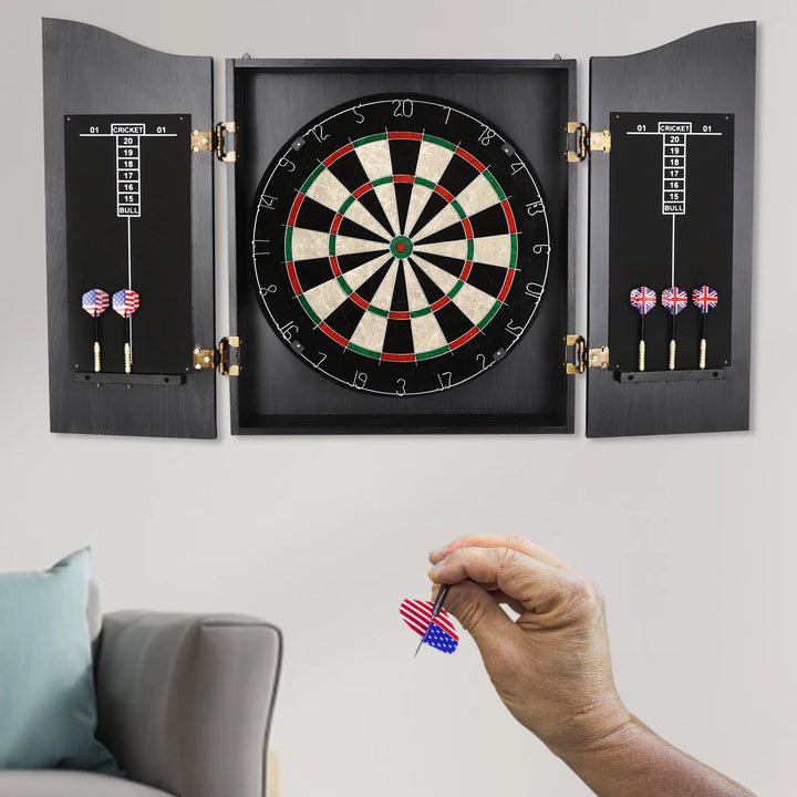 Electronic Dartboard Set with Cabinet & Integrated Scoreboard - Includes 6 Soft-Tip Darts for Family Game Rooms & Home