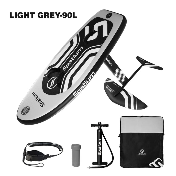Spatium Hydrofoil Board for Surfing with Hydrofoil Accessories Inflator Pump, Backpack, Safe Leash, Fix Kit Hydrofoil Gray
