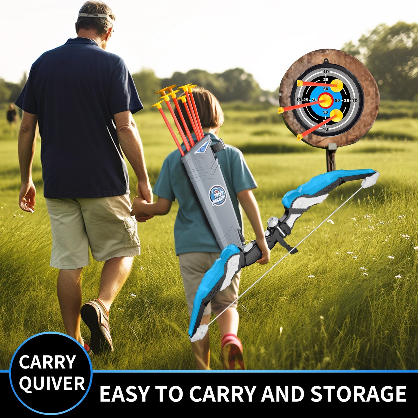 Bow and Arrow Toys with Light-up LED for Kid Age 3+, Archery and Target Set, Indoor & Outdoor Sports Games