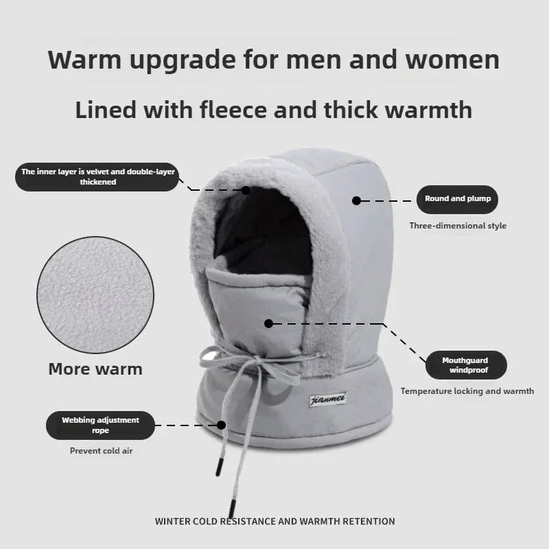 Thickened Warm Autumn Winter Unisex Trapper Hat Fleece Lined Ski Cap with Ear Flap for Outdoor Sports Cycling Hiking Winter Gear