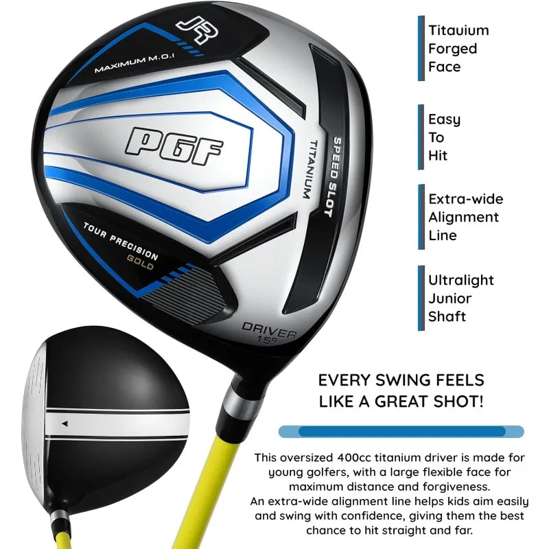 PGF Gold TP JR Kids Junior Golf Club Set – Lightweight Junior Golf Clubs with Stand Bag for Boys & Girls