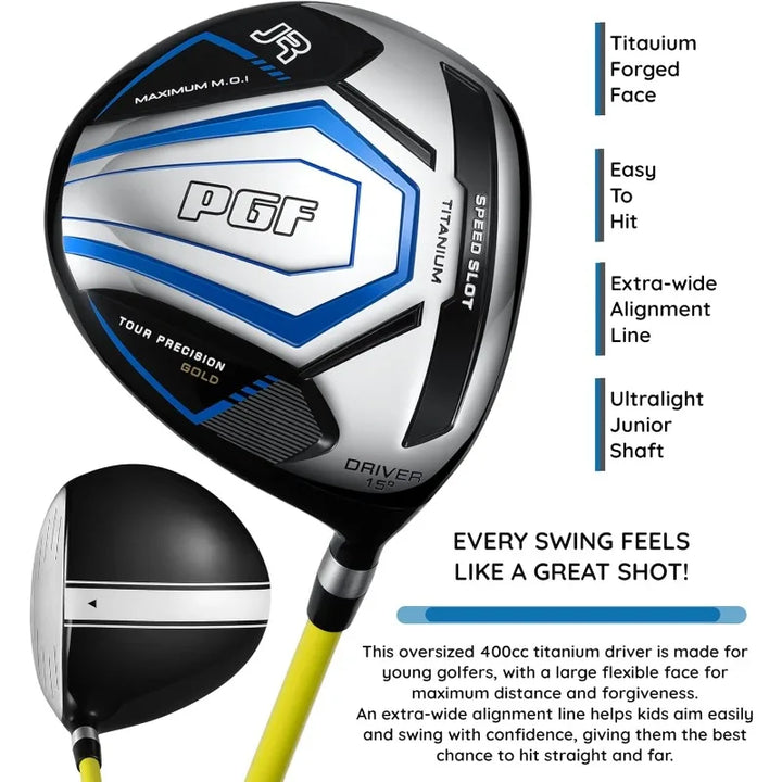 PGF Gold TP JR Kids Junior Golf Club Set – Lightweight Junior Golf Clubs with Stand Bag for Boys & Girls