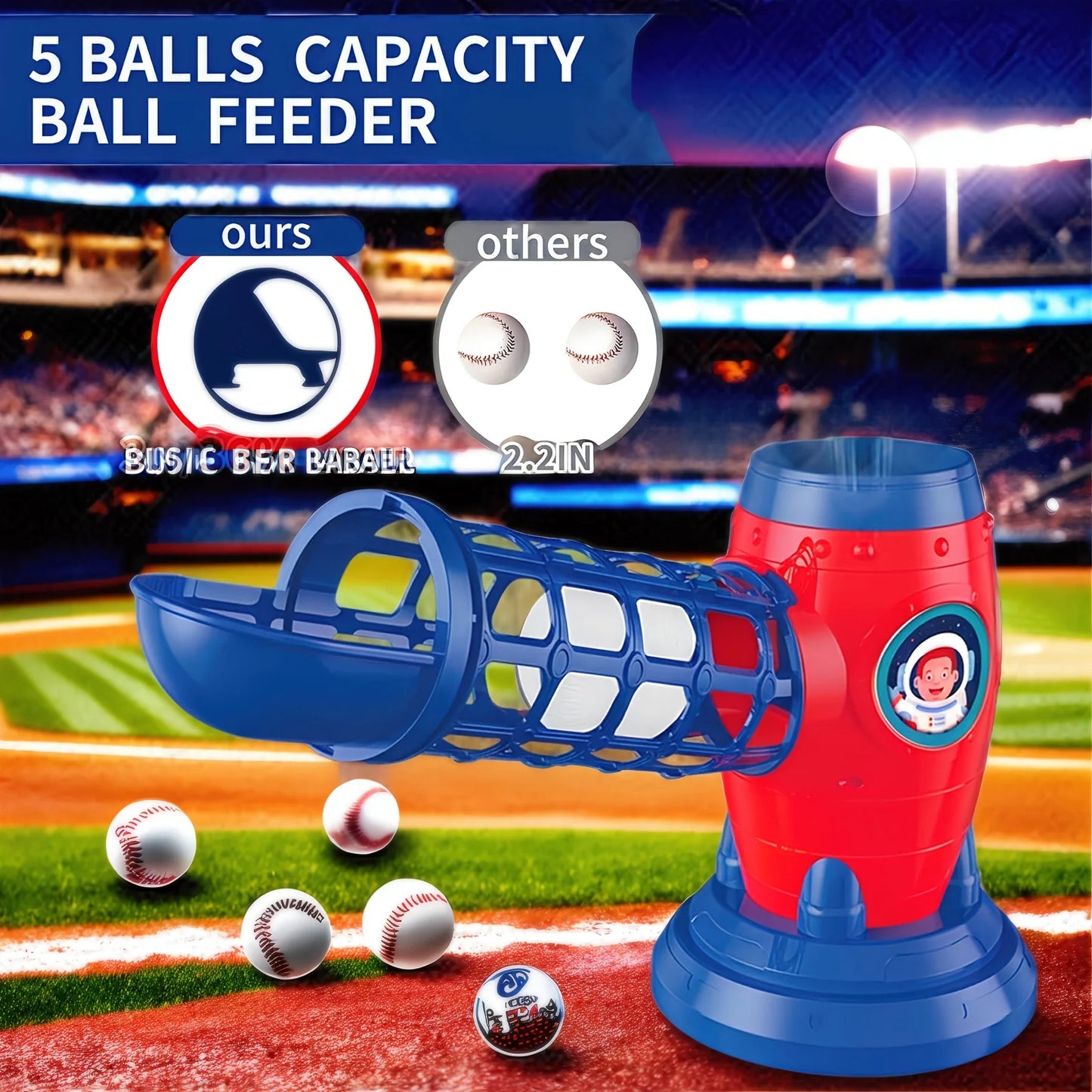 American Super New Product, Automatic Baseball Home Run Set Machine Toy, Set With Baseball Bat, Includes 10 Balls, Suitable For