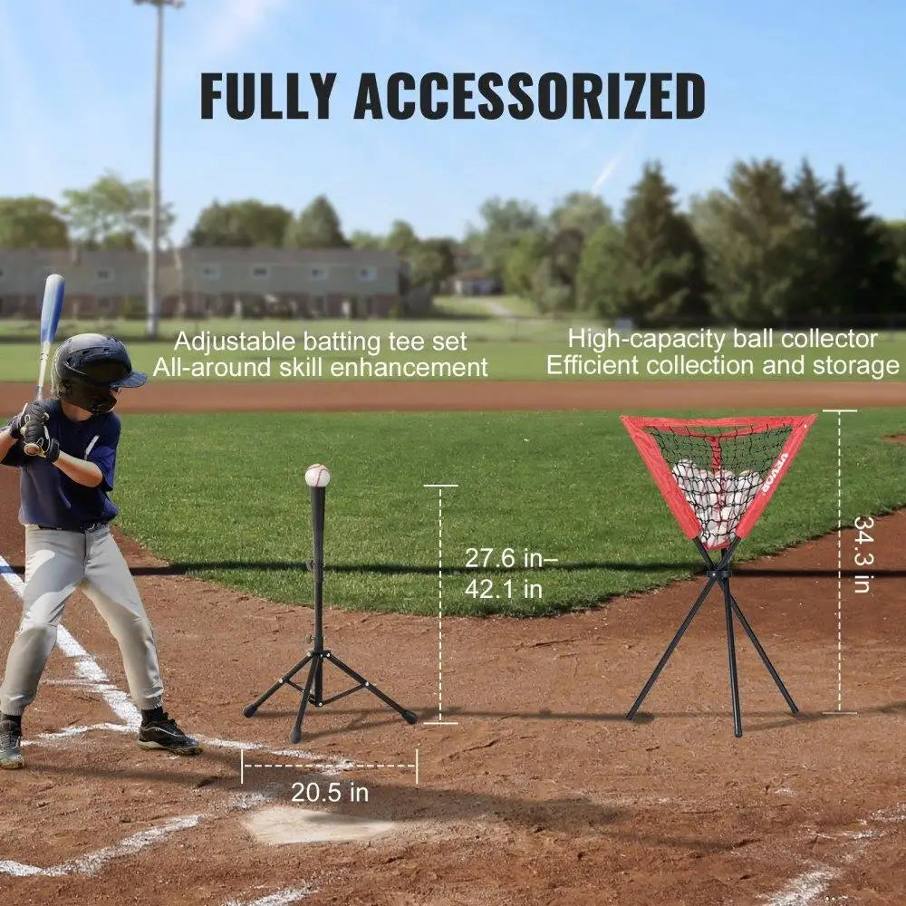 7FTx7FT BASEBALL SOFTBALL PRACTICE NET FOR HITTERS CATCHERS PITCHERS WITH BOW FRAME CARRY BAG 12 BALLS BALL COLLECTOR