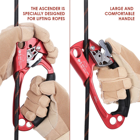 Hand Ascender Aluminum Magnesium Alloy Rock Climbing Handheld Ascender for Aloft Working Caving