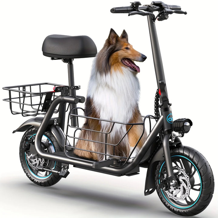 Gyroor Electric Scooter with Basket for Pet, 3 Riding Modes Foldable Electric Scooter for Adults - up to 20 Miles 18.6MPH