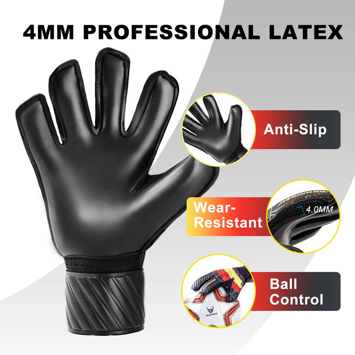 Goalkeeper Gloves for Adult & Youth – Soccer Goalie Gloves, Strong Latex Grip, Double Wrist Support & Breathable Mesh