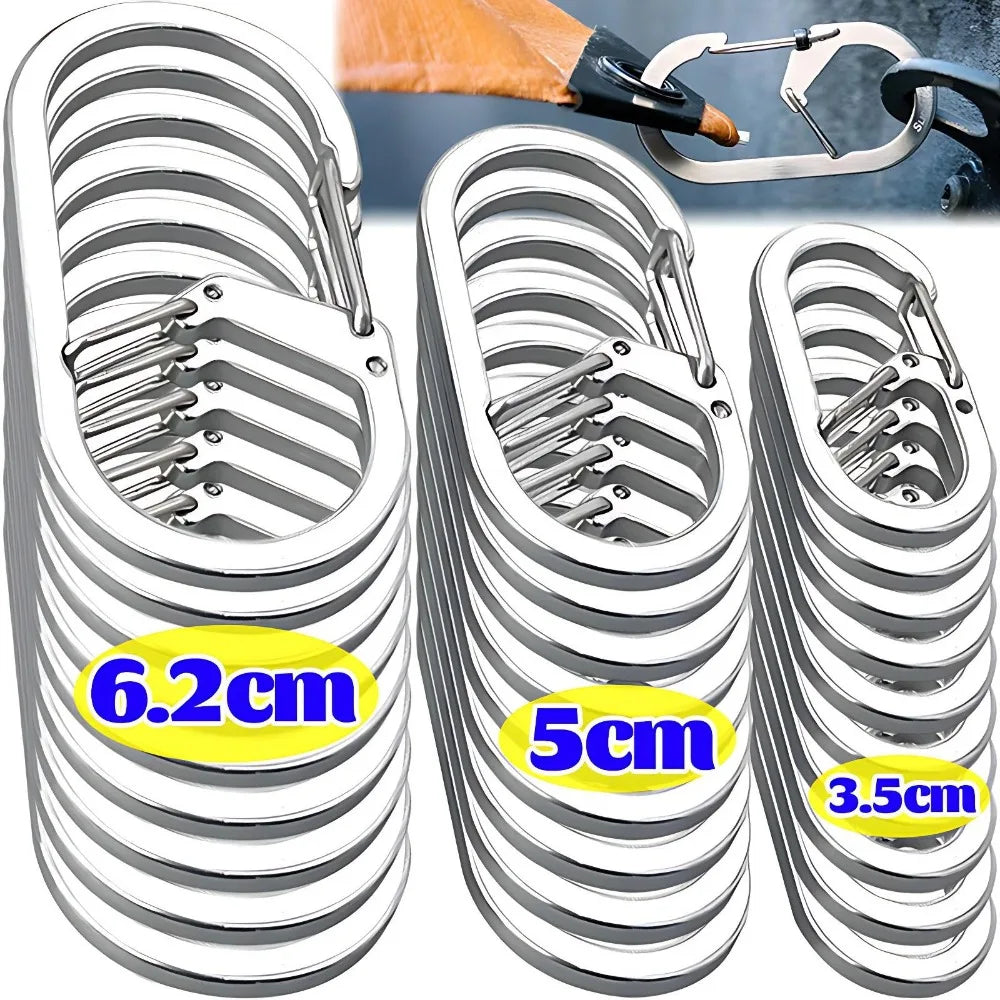 Stainless Steel G Hook Carabiner Keychain Tactical Backpack Molle Clip Outdoor Camping Hiking Gear EDC Tool Quick Release Clasps