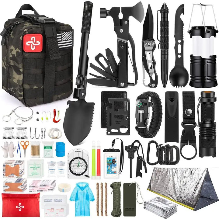 Kit, 250Pcs Survival Gear First Aid Kit with Molle System Compatible Bag and Emergency Tent, Emergency Kit for Earthquake, Outdo
