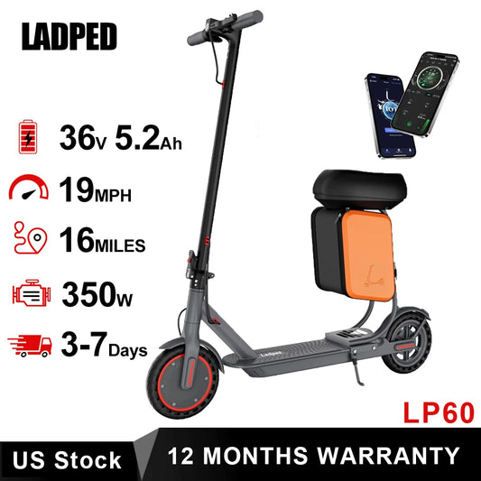 LP60 Electric Scooter 350W 19mph APP Smart Control Scooter 8.5inch tire Folding Electric Scooter 16miles Max Range for Adult