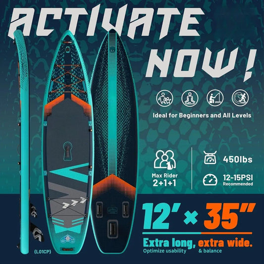 A_Lead 11‘ x 33" / 12’×35" Inflatable Stand Up Paddle Board - Premium SUP Board Kit - Ultra Stable Paddleboard for Adults &