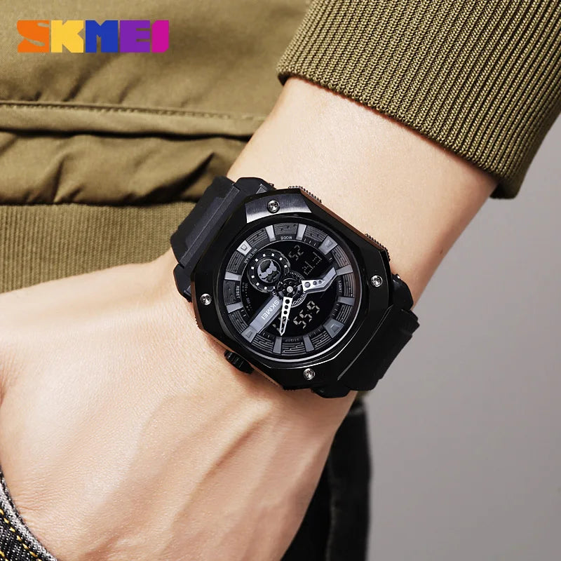 SKMEI 3 Time LED Light Digital Sport Mens Watch Multifunctional Countdown Wristwatches 5Bar Waterproof Date Alarm reloj hombre