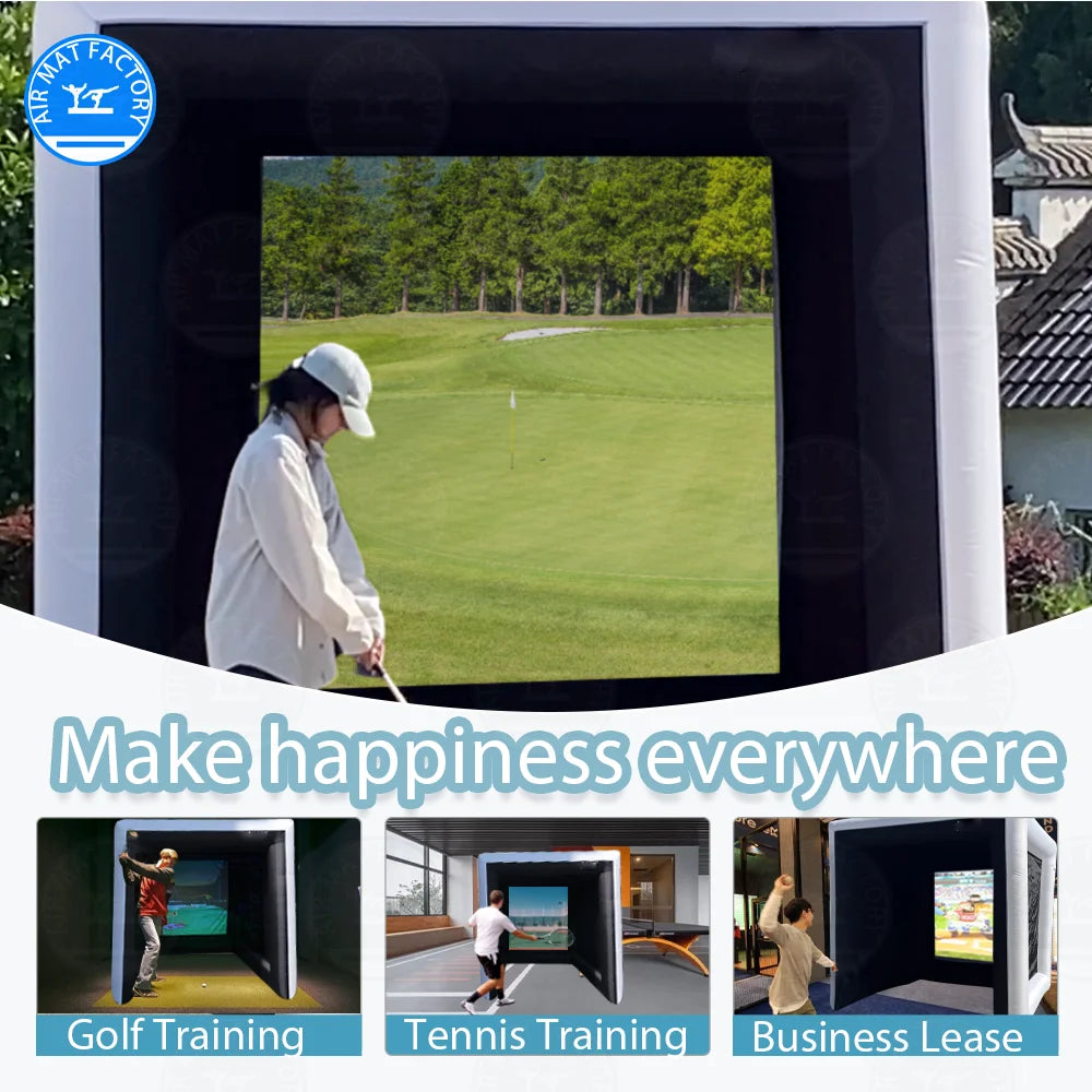 Stock at US!Inflatable golf practice swing simulator tent, indoor Swing Simulator Net Cage,Perfect for backyard parties 10x9x9ft