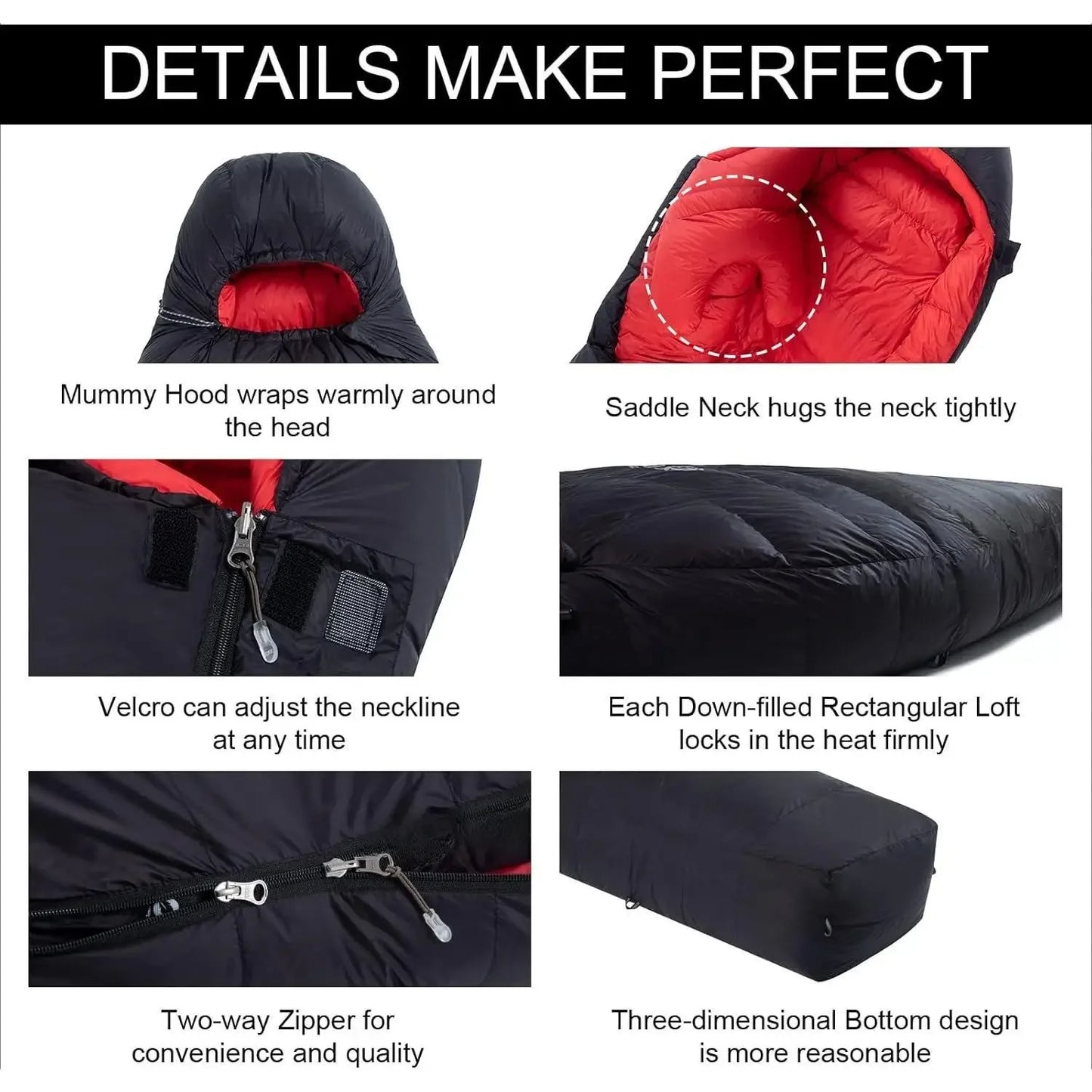 0 Degree Sleeping Bag for Adults - 660 Fill Power Down Bag for Cold Weather -20F / -8F / 0F / 10F Large Lightweight