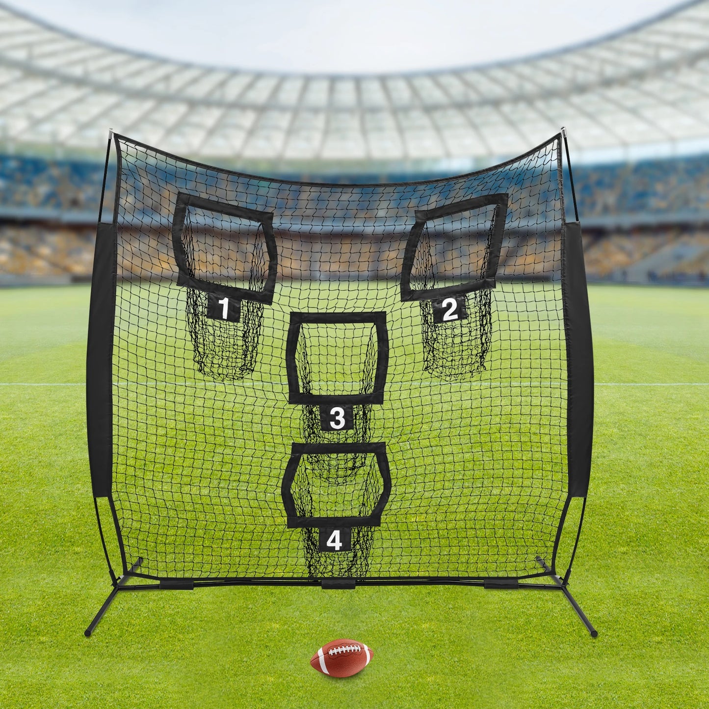 Football Target Net, 7*7ft Football Trainer Throwing Net, Football Training Net with 4 Target Pockets for Sports Grounds