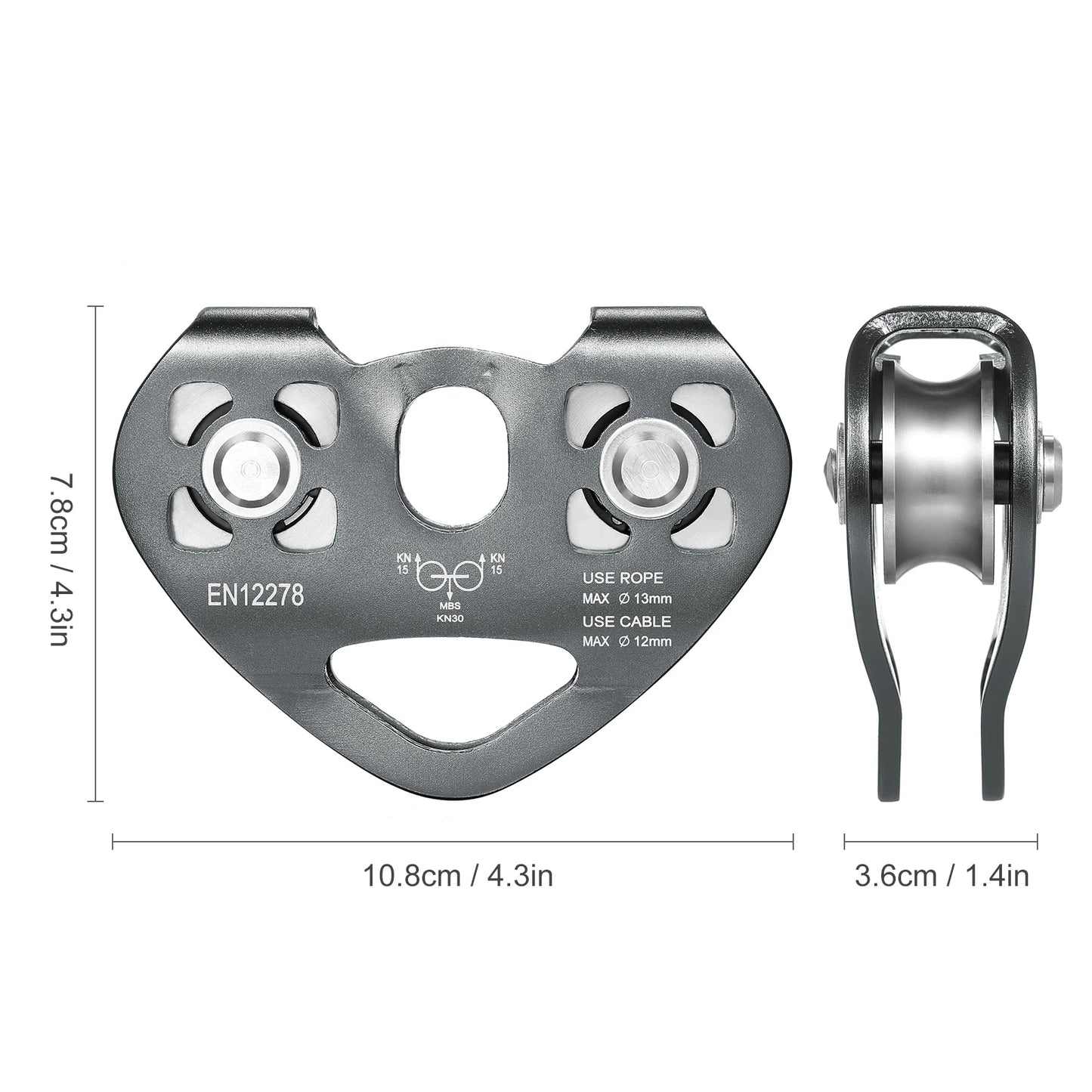 Lixada 30kN Cable Trolley Pulley with  Bearing Climbing Caving Aloft Work  Aloft Work Trolley Pulley
