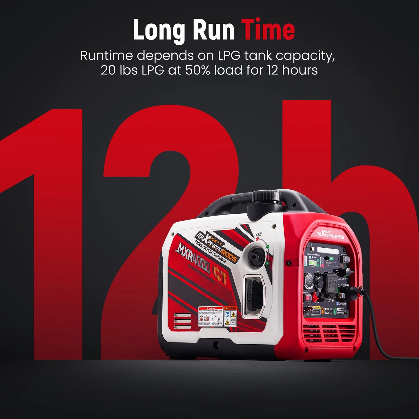 4KW Portable Dual Fuel Generator Inverter LPG/Gas Bluetooth E-Start 58dB Portable Power Generator