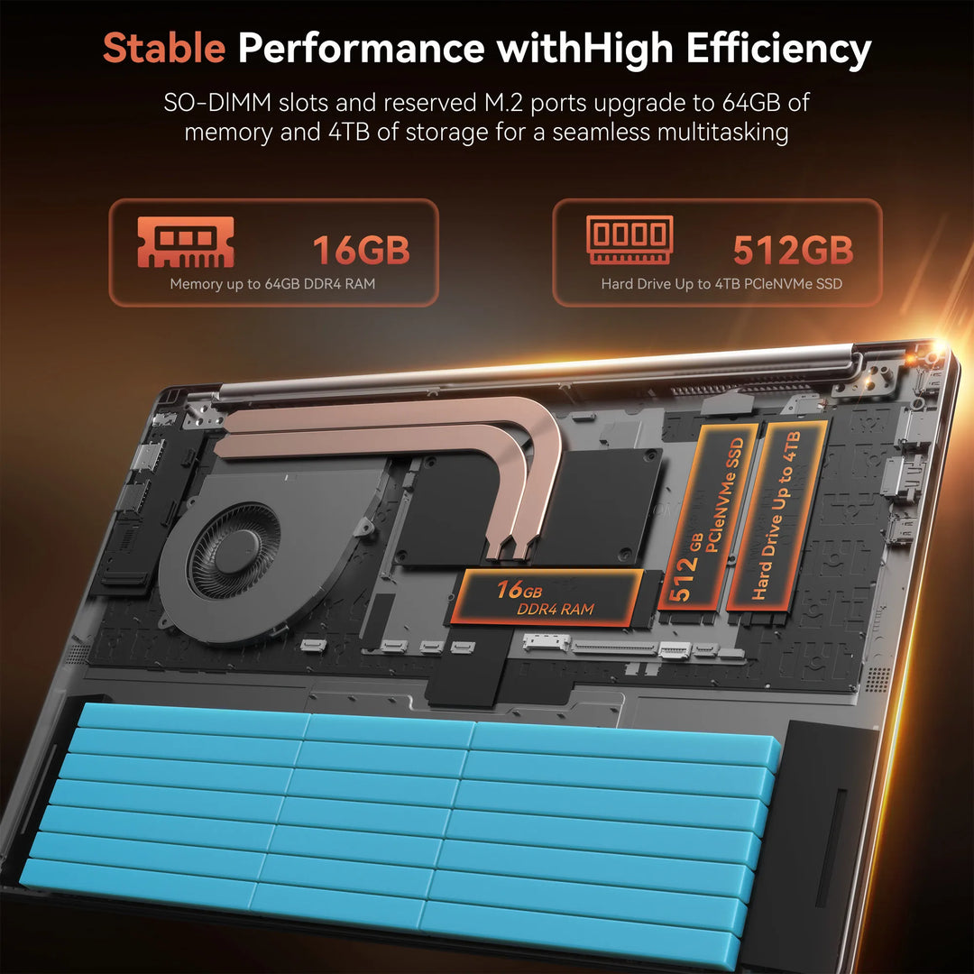 KAMRUI 15.6" FHD Laptop AMD Ryzen7 5700U Up to 4.3GHz 16GB DDR4 512GB NVMe PCIe3.0 SSD WIFI6 Radeon Graphics for Gaming Computer