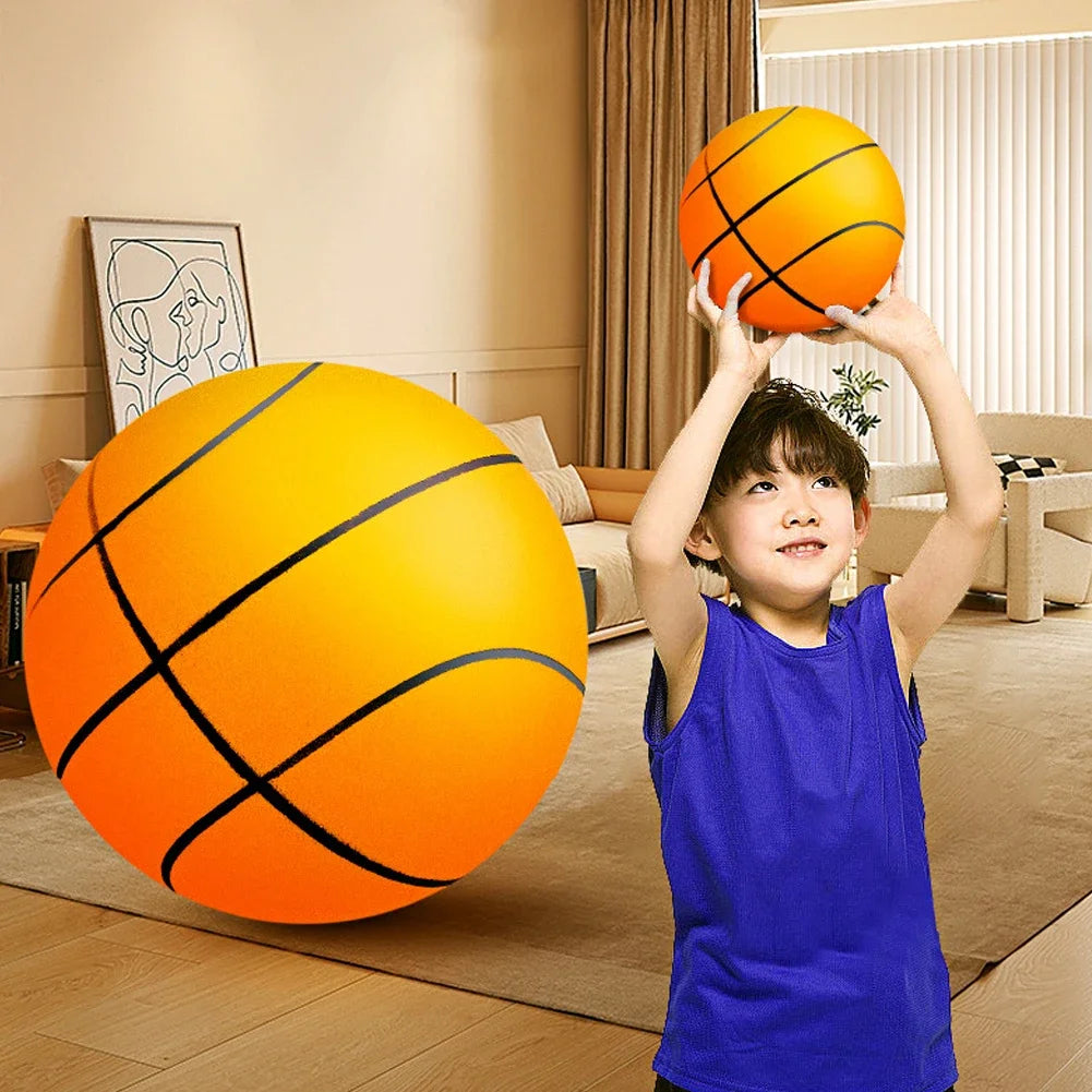 18/21/24 cm Indoor Silent Basketball And Hoop High-Resilience Bouncing Mute Ball Squeezable Sports Basketball For Indoor Sports