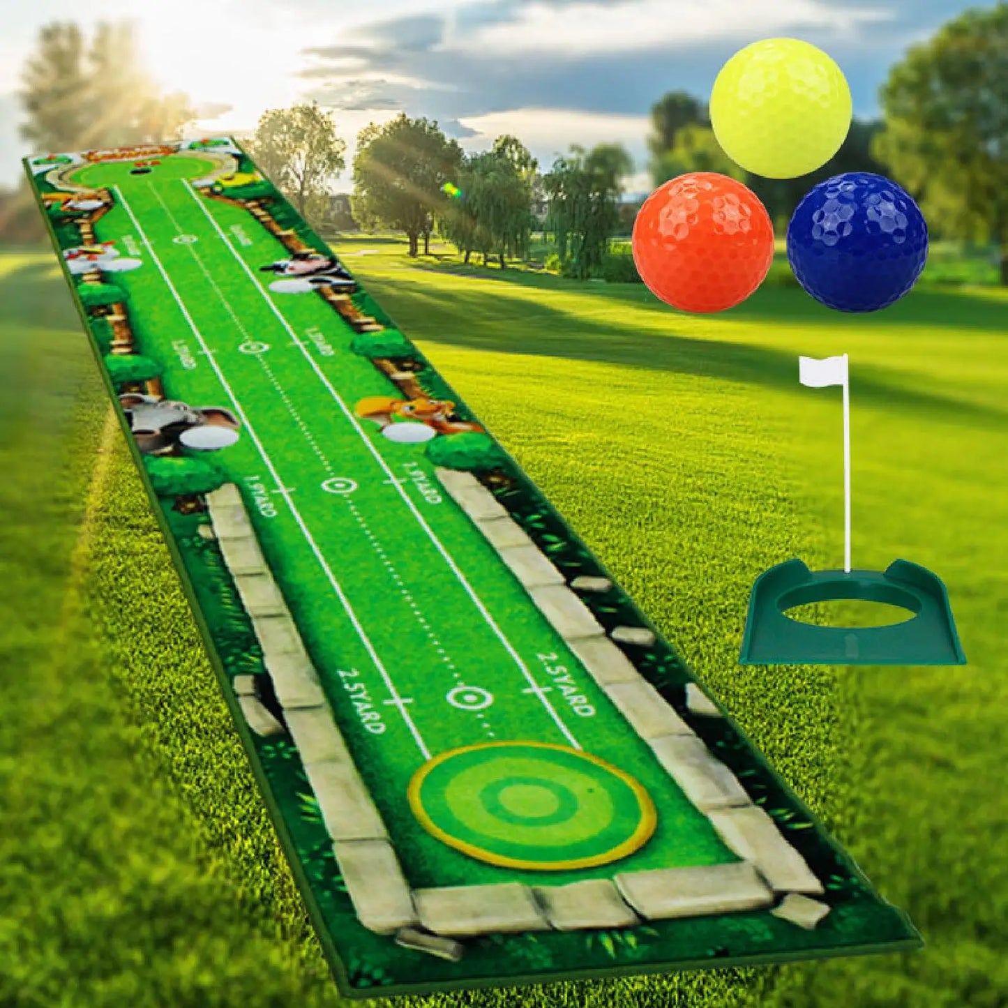 Golf Putting Mat Gift for Golfer Golfing Accessory Lightweight Portable Improve Putting Accuracy Training Aid for Park Lawn Home