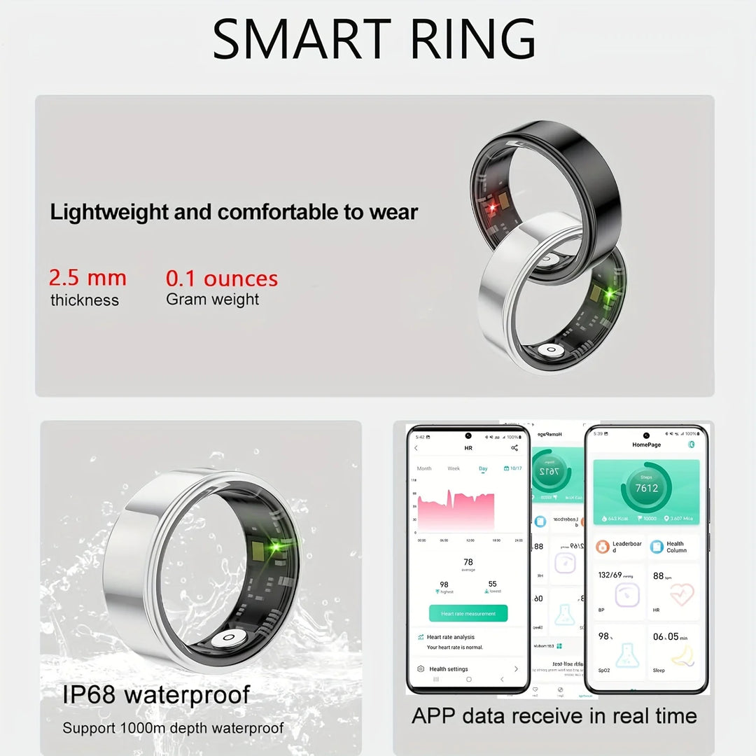 Smart ring, sleep tracking, motion monitoring, compatible with iPhone and Android, smart gift, suitable for women and men