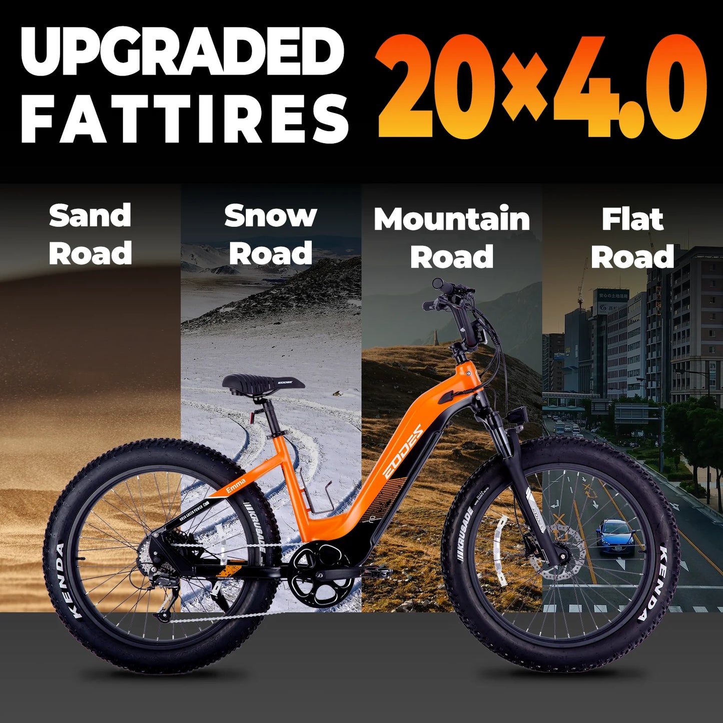 750W off-road electric bicycle 52V 17Ah 26 inch 4.0 fat tire with USB port and Bluetooth APP LCD screen 9-speed