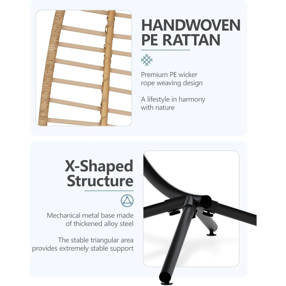 Egg Swing Chair With Stand Outdoor Patio Hanging Cushion